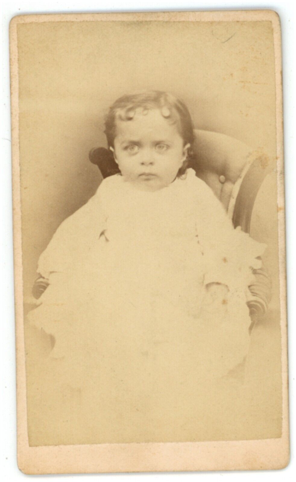 Antique Named CDV Circa 1870\'S Adorable Baby Boy in White Dress Pentz York, PA