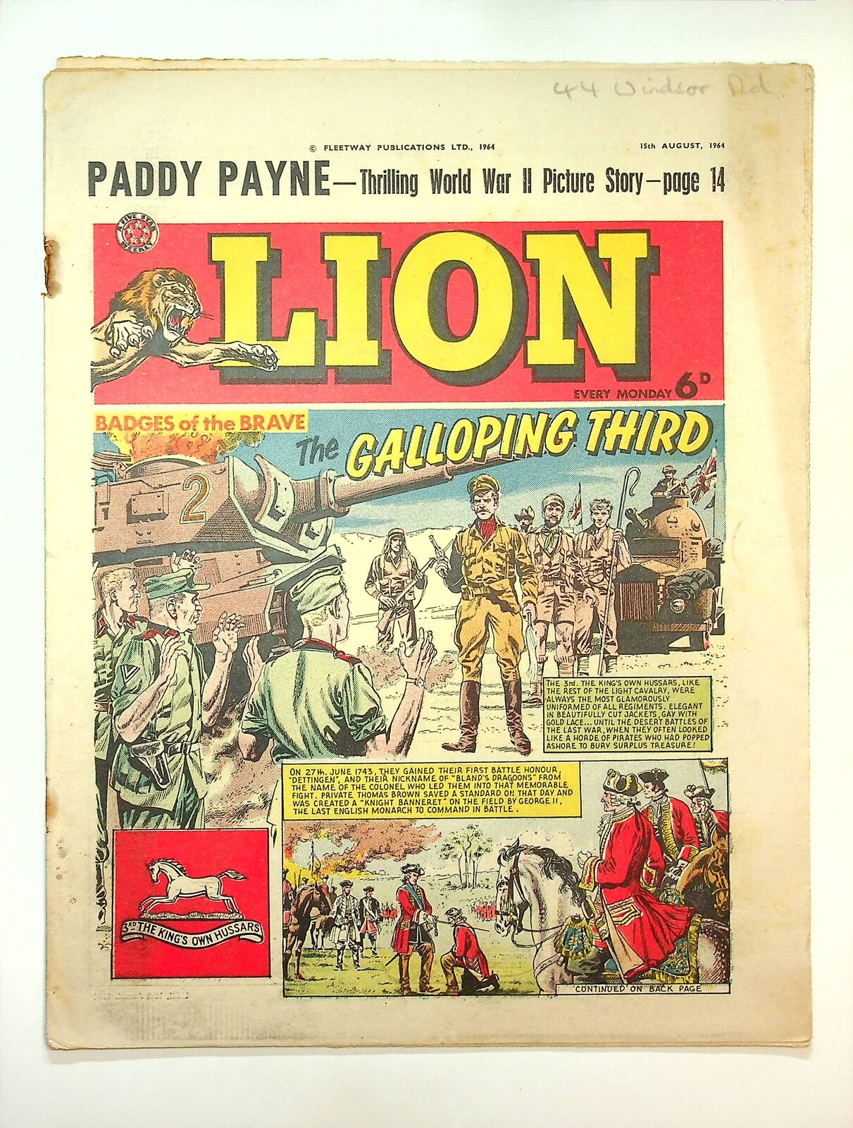 Lion 2nd Series Aug 15 1964 GD+ 2.5