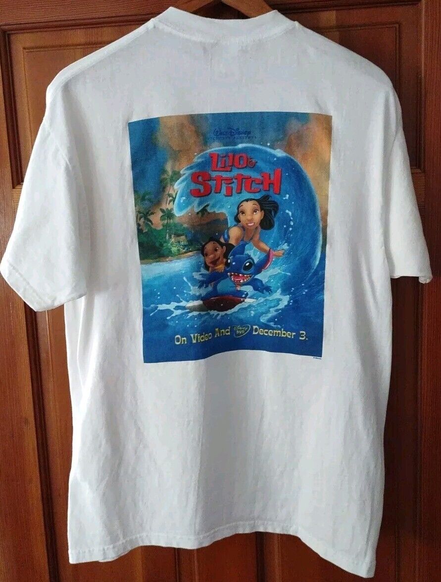 2002 Rare Vintage Disney Lilo And Stitch L Movie Promo Shirt White Bright