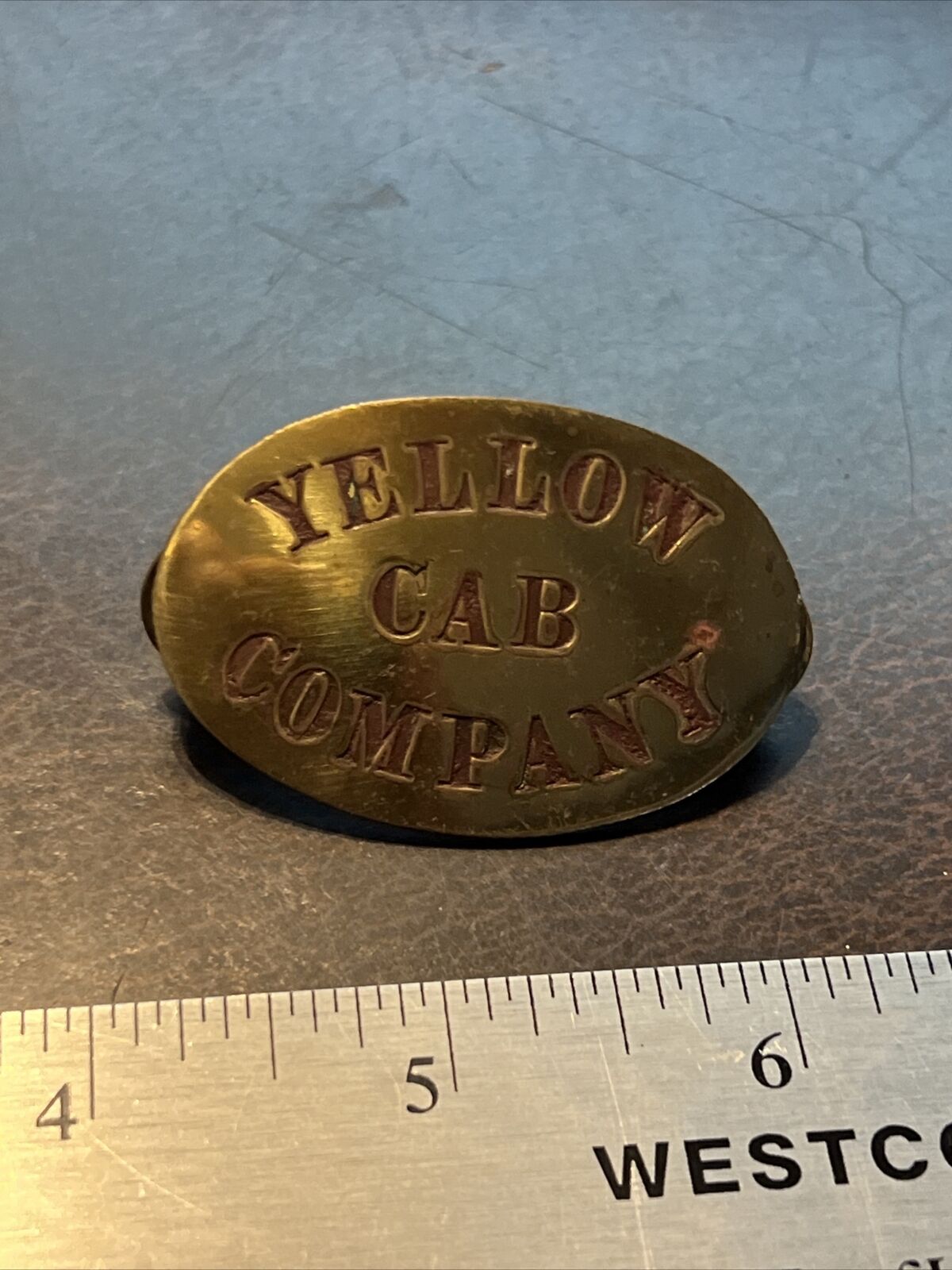 Rare Early Yellow Cab Co. Taxi Cab Driver Hat Cap Badge Pin
