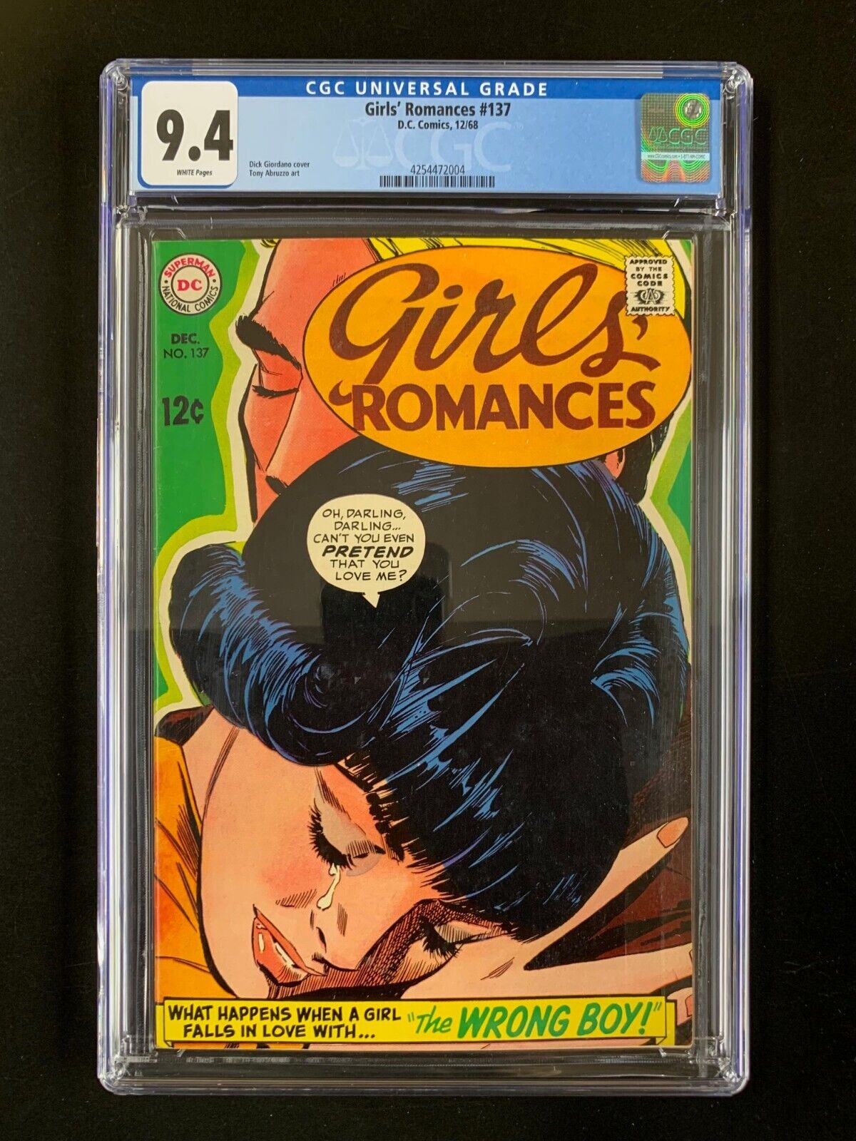 GIRLS\' ROMANCE #137 CGC 9.4  WHITE PAGES - SCARCE -2nd Highest Graded- EXCEL Col