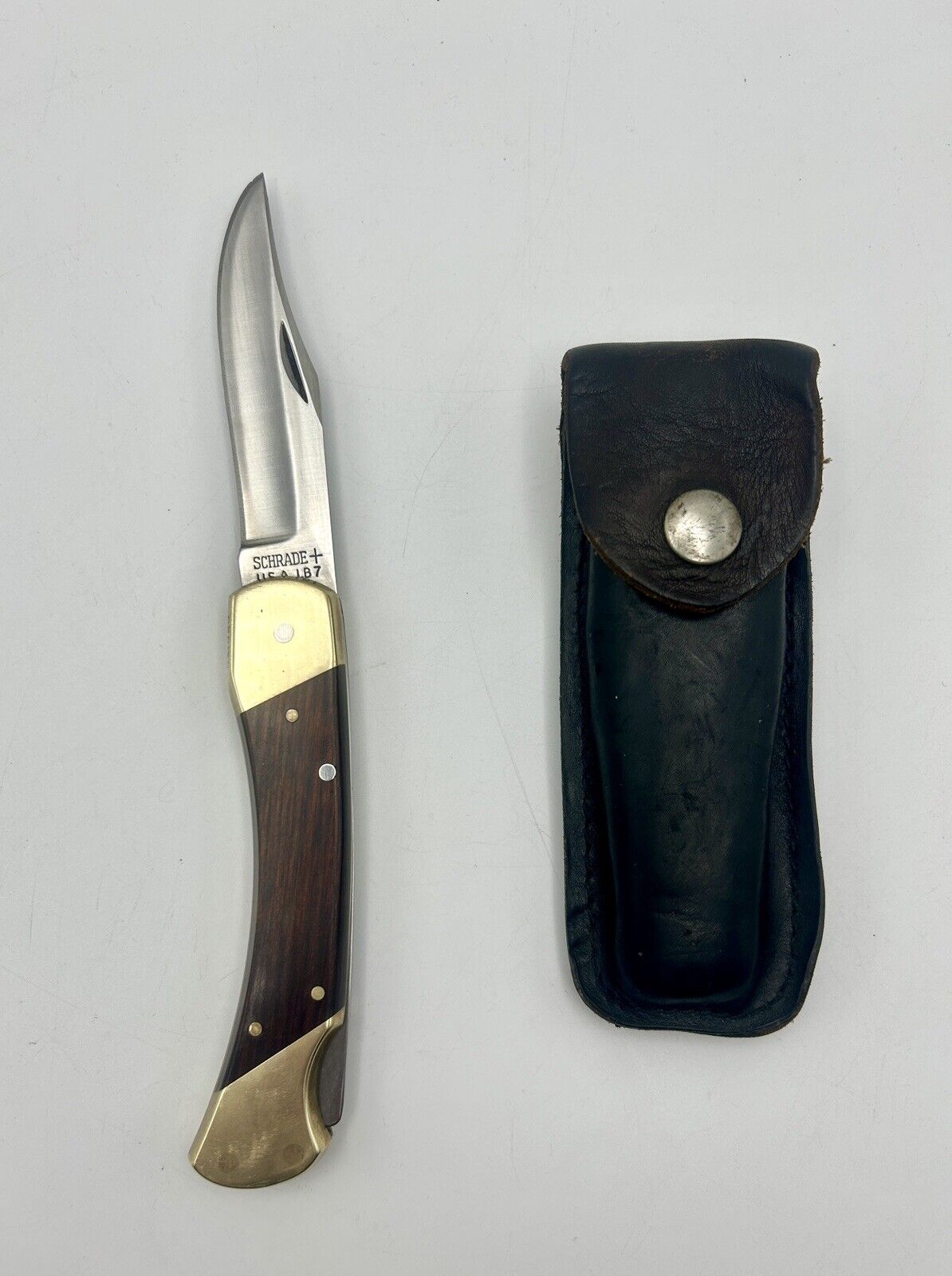 1979 SCHRADE+ U.S.A. LB7 4 PIN LOCKBACK KNIFE WITH ORIGINAL SHEATH