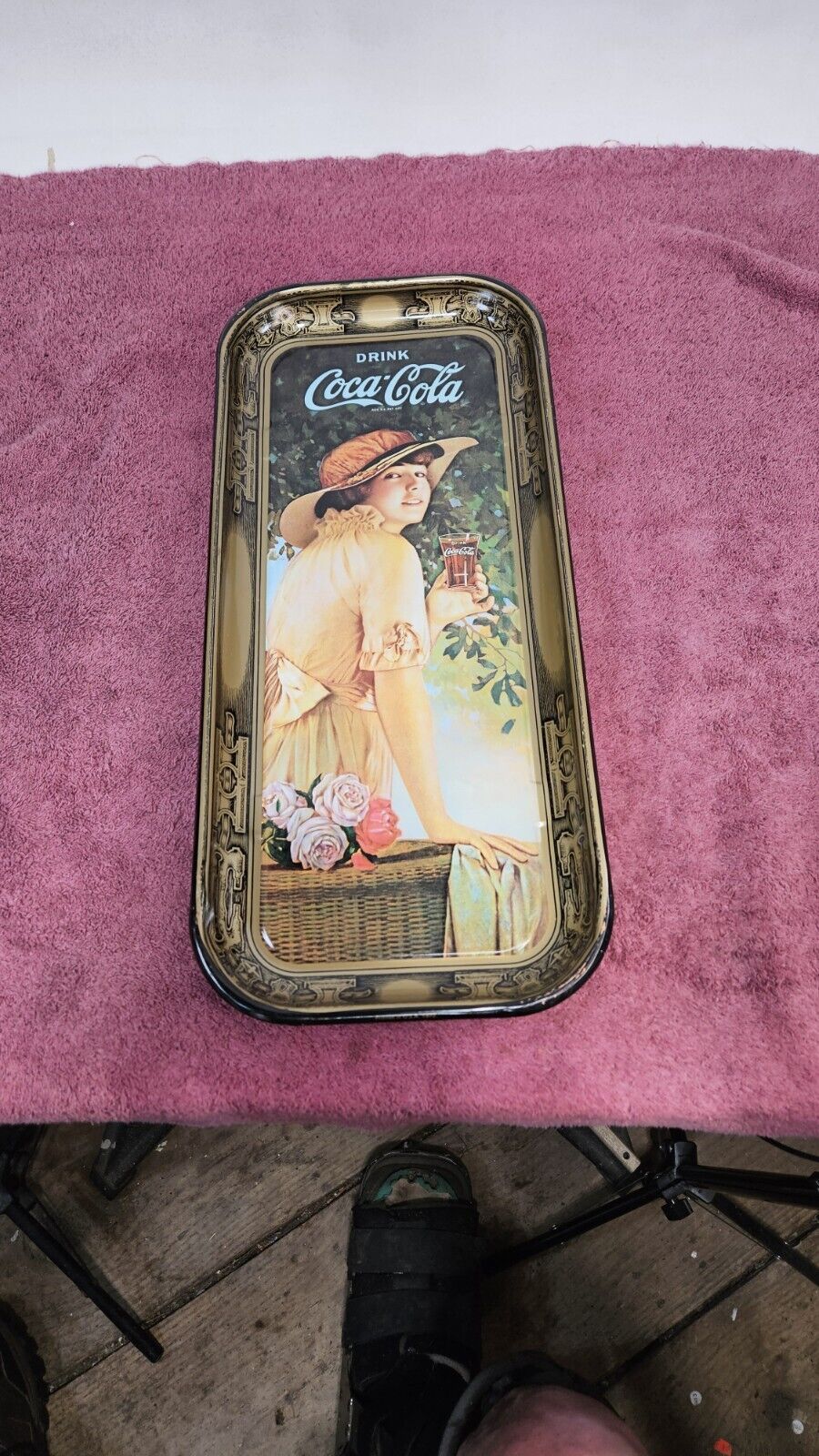 Vtg Printed 1972 COCA COLA Advertising Metal Reproduction Of Tray 1916 WWI Girl 