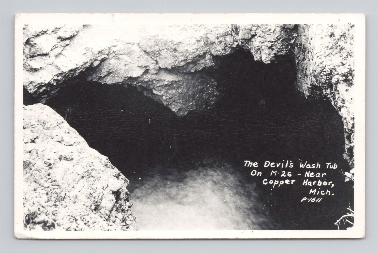 Postcard RPPC Devils Wash Tub Copper Harbor Michigan
