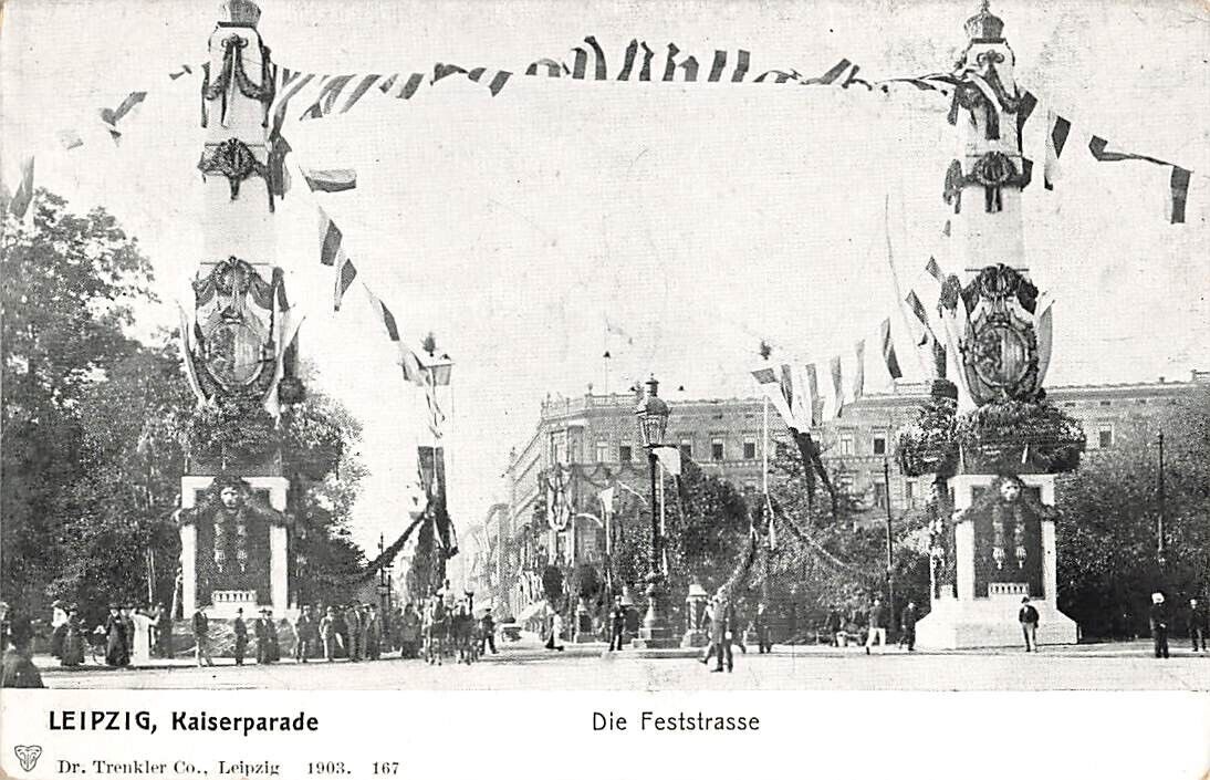 Postcard Kaiserparade Feststrasse Leipzig Germany 1903