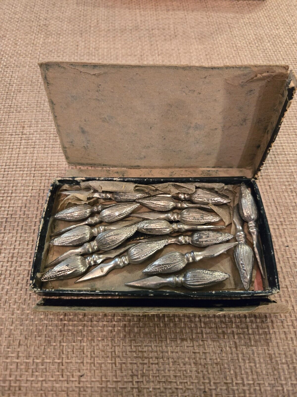 Set of 17 Vintage Silverplate Corn On The Cob Holders in Original Boxes.