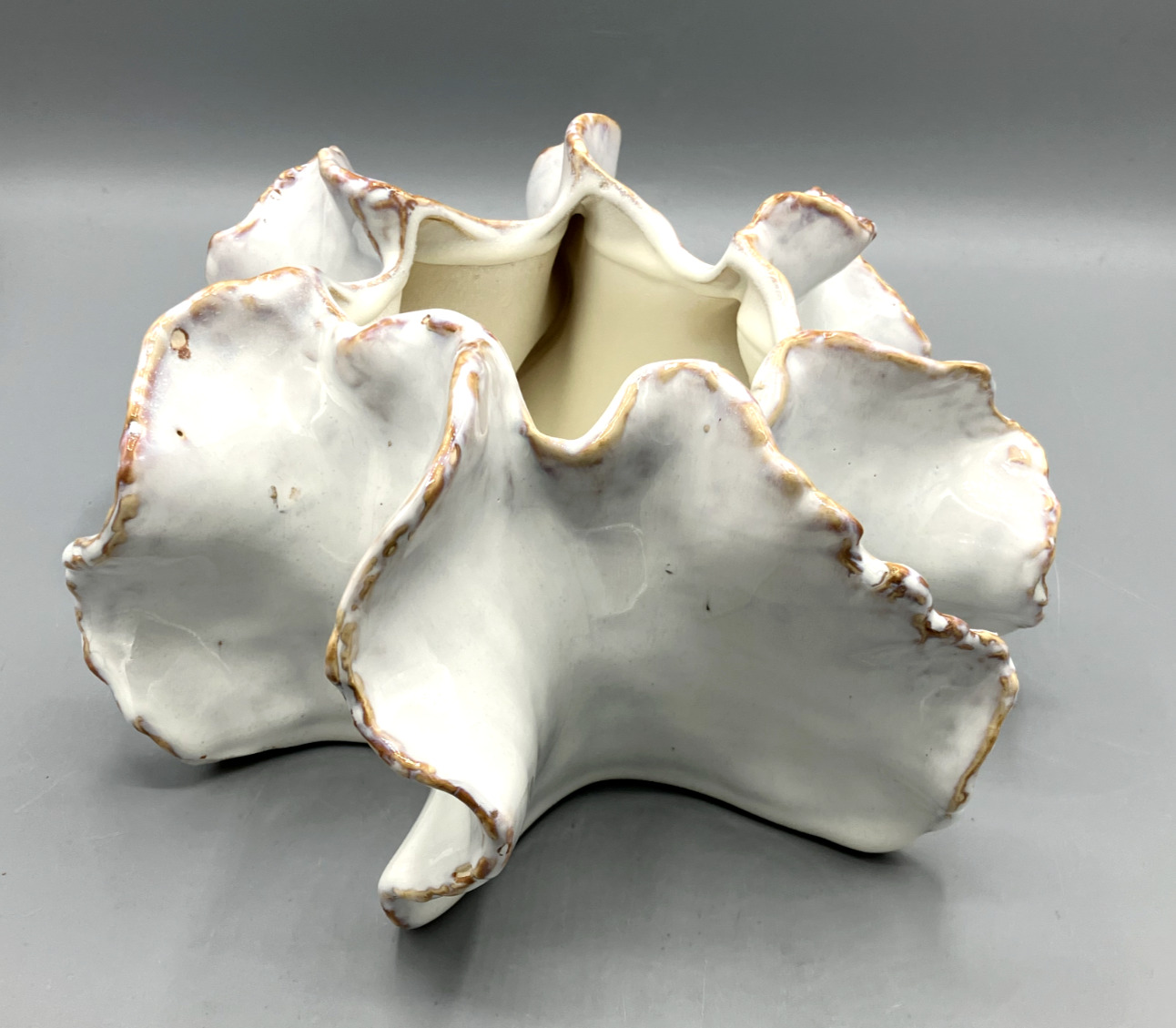 White Ceramic Hand Made Urchin Vase