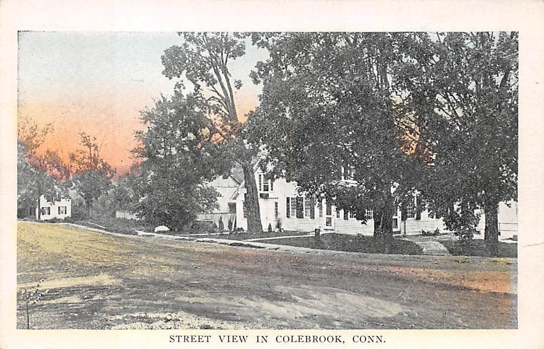COLEBROOK, CT ~ STREET VIEW, HANDCOLORED PC ~ A. M. SIMON, PUB ~ c. 1915-30