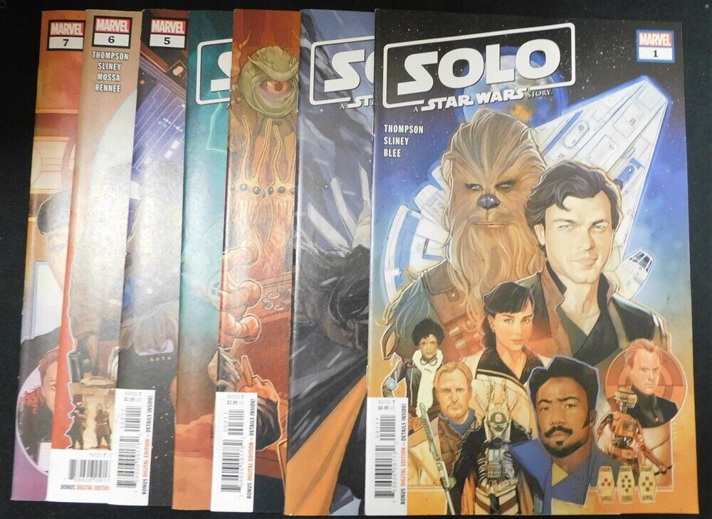 SOLO A STAR WARS STORY 1-7 MARVEL COMIC SET COMPLETE THOMPSON SLINEY 2018 VF/NM