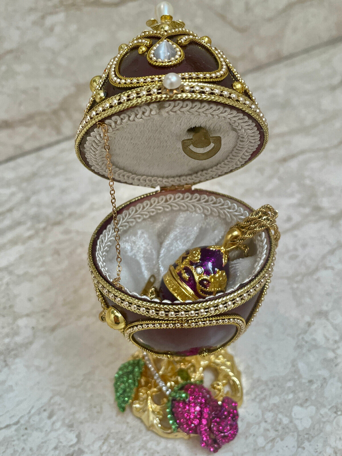 Valentine's day gift  for wife Fabergé Egg Gold DeCor Amethyst Diamond Faberge