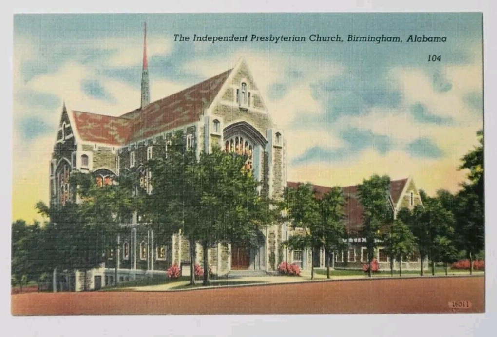 Birmingham Alabama Postcard The Independent Presbyterian Church Vintage Linen