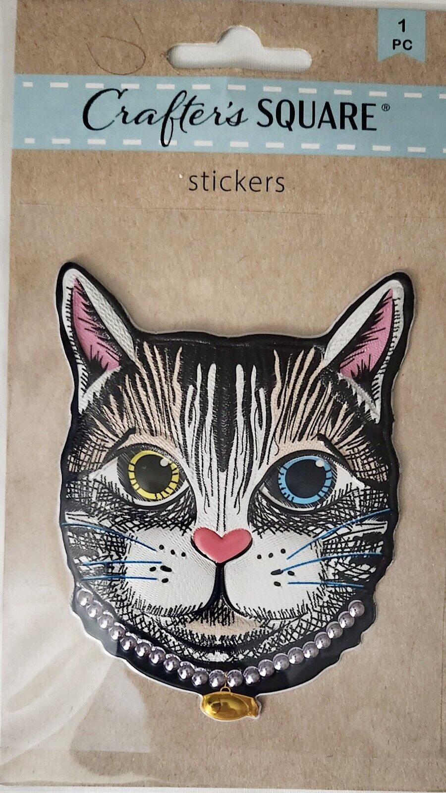 Cat texture Sticker,  Odd Eye Heterochromia Feline~ Rare Crafter’s Square #1 Pc