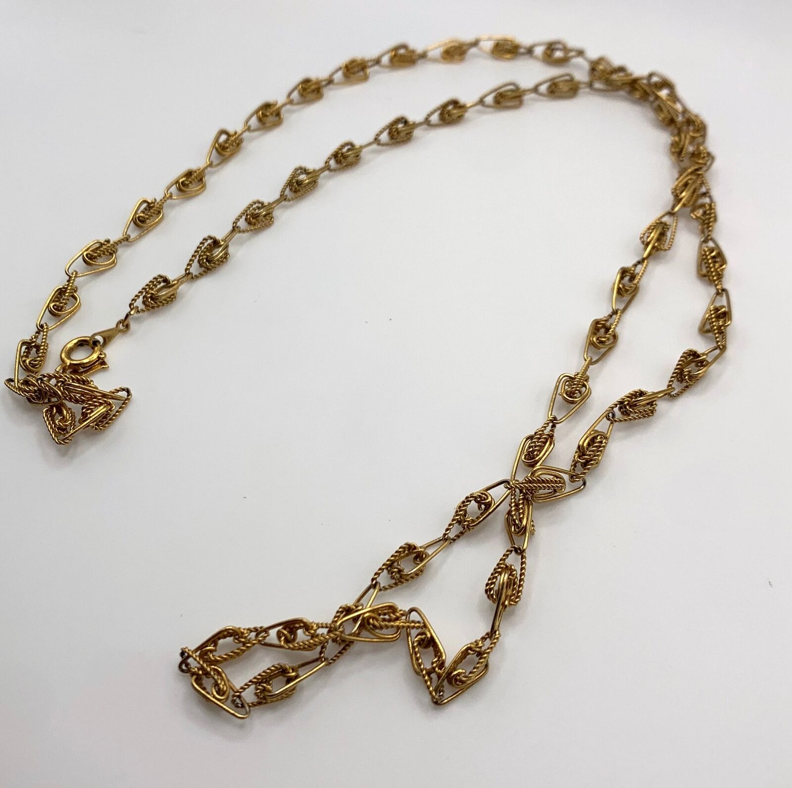 Vintage Trifari Fancy link dainty gold tone chain necklace 30 inch length