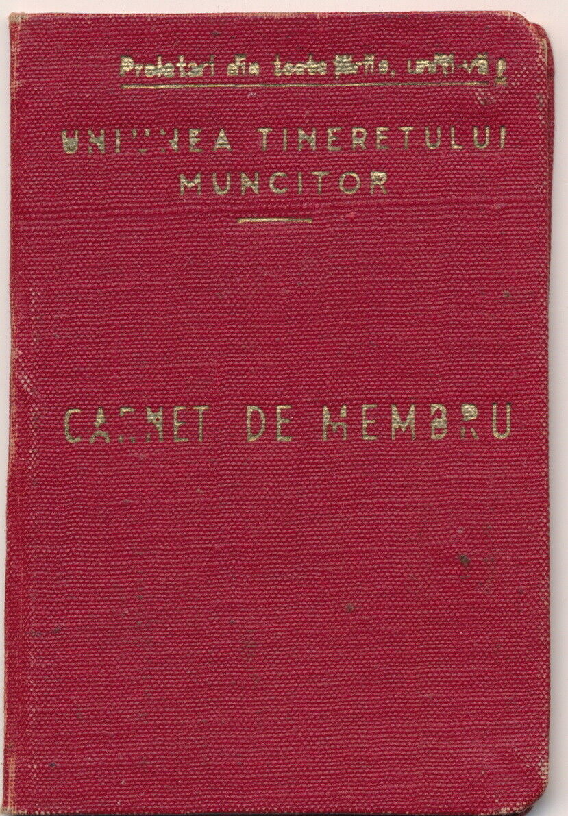 Romania Communist Youth Workers Party ID Card Member Permit Pass Arad 1953