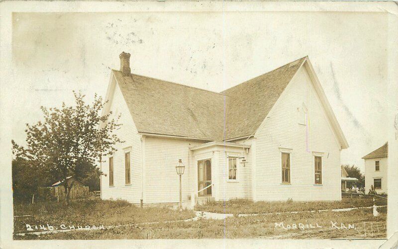 Kansas Morrill 1908 Church #2146 RPPC Photo Postcard 22-3566