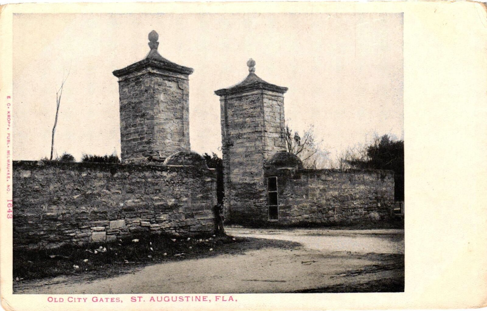 Vintage Postcard- Old City Gates, St. Augustine, FL.