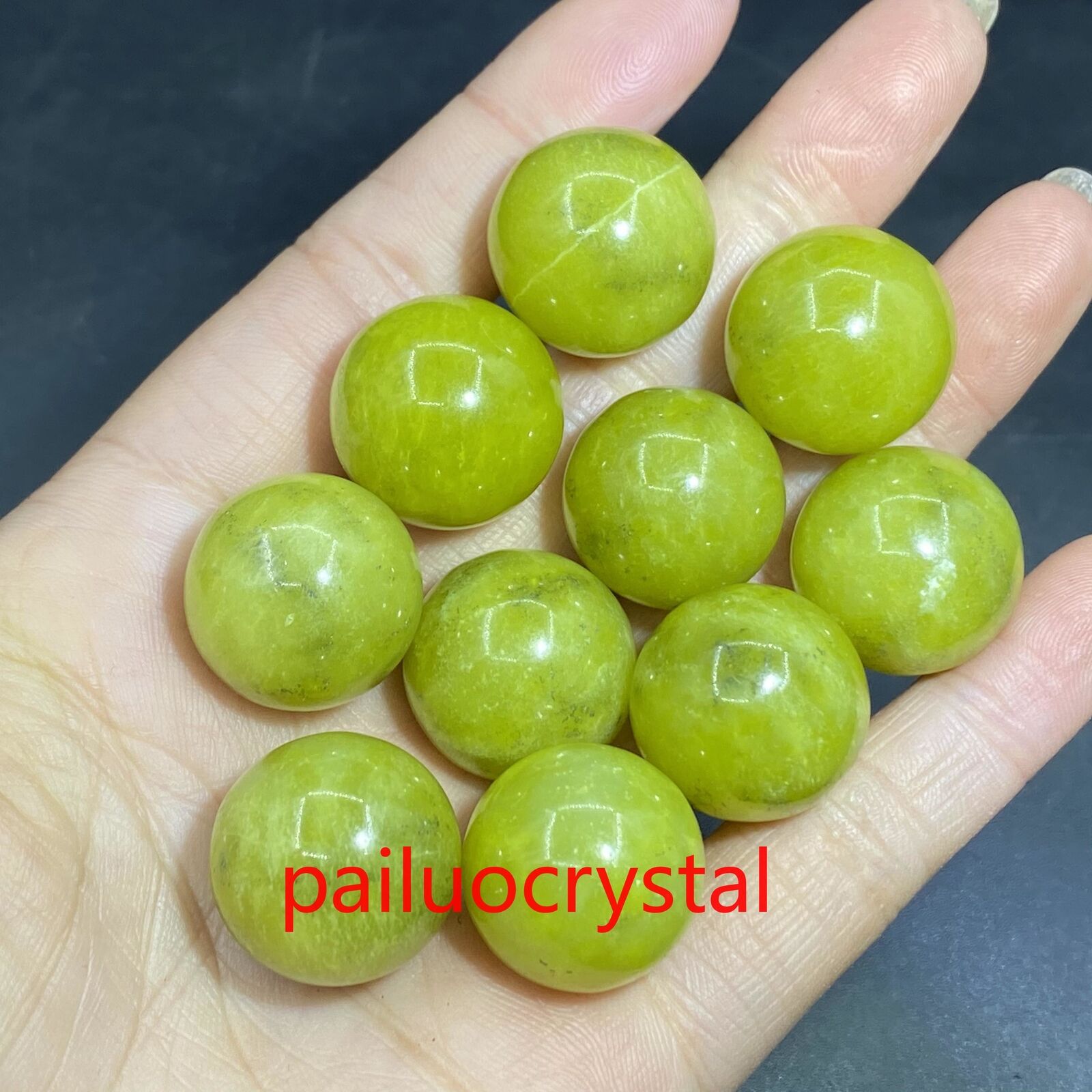 10pc Natural Olive jade Ball Quartz Crystal Sphere Pendant Reiki healing 20mm+