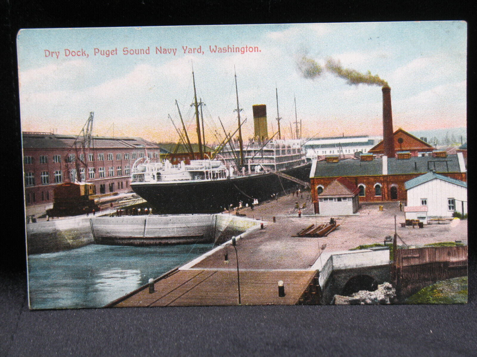 Dry Dock at Puget Sound Navy Yard Washington A-Y-P-E Postcard UNPOSTED (0053)