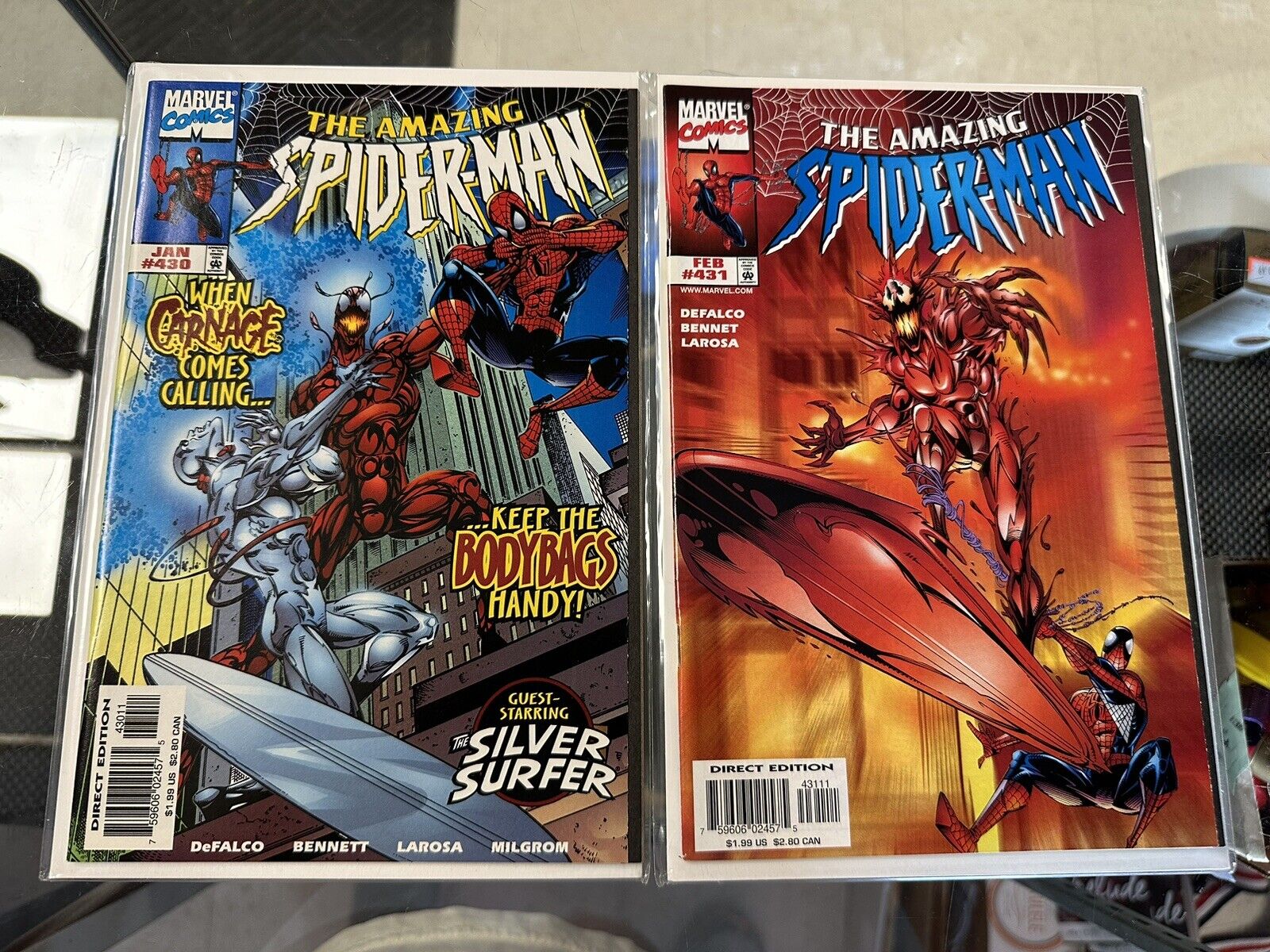 Amazing Spider-Man #430 & #431 (1998) Carnage & Silver Surfer Appearance