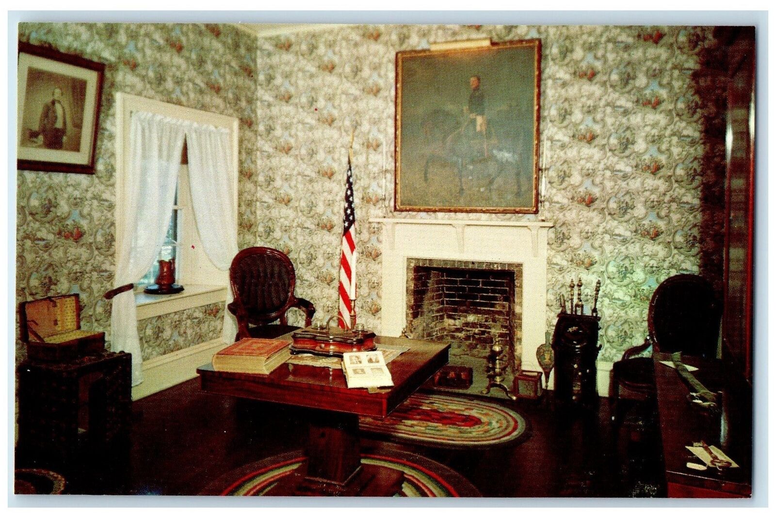 c1950\'s Library In Sibley House Interior Portrait Mendota Minnesota MN Postcard