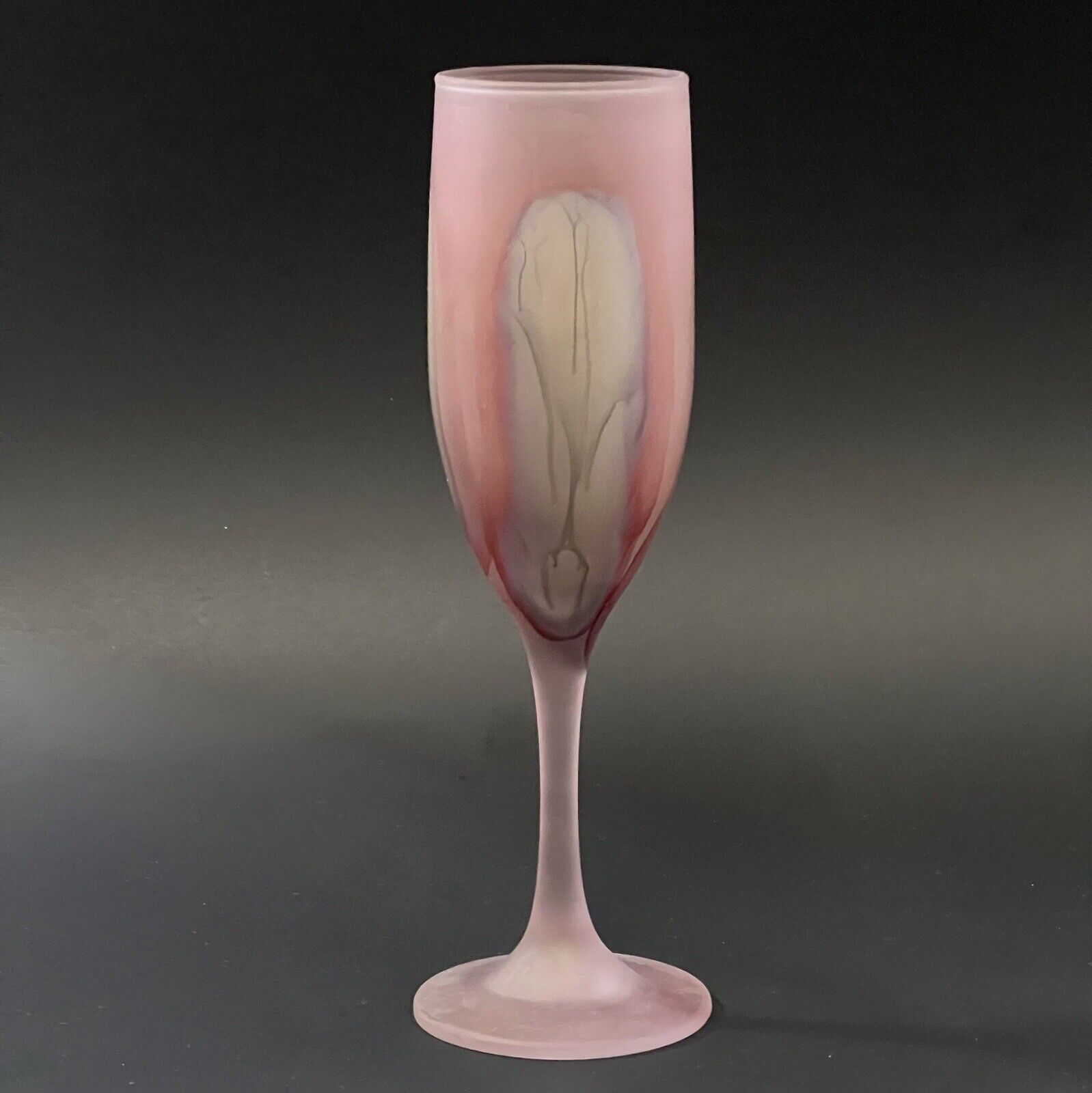 VTG Hand Painted REUVEN GLASS Nouveau Art Glass Co Hand Blown Champagne Flute 8\