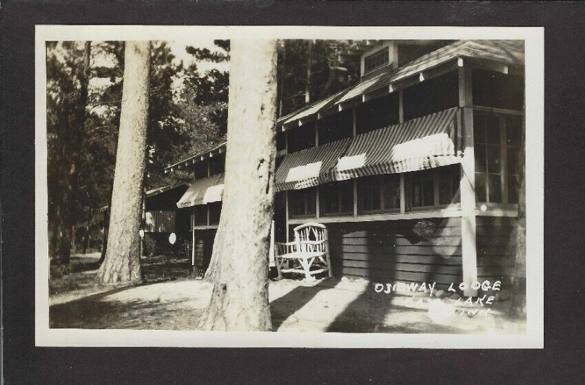 Cass Lake Minnesota MN 1926 to 30s RPPC Ojibway Lodge Cabins, Pike Bay Lake