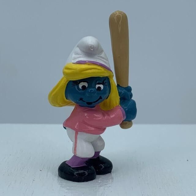 Smurfs 20186 Baseball Batter Smurfette Smurf Sports Rare Vtg Schleich Figurine
