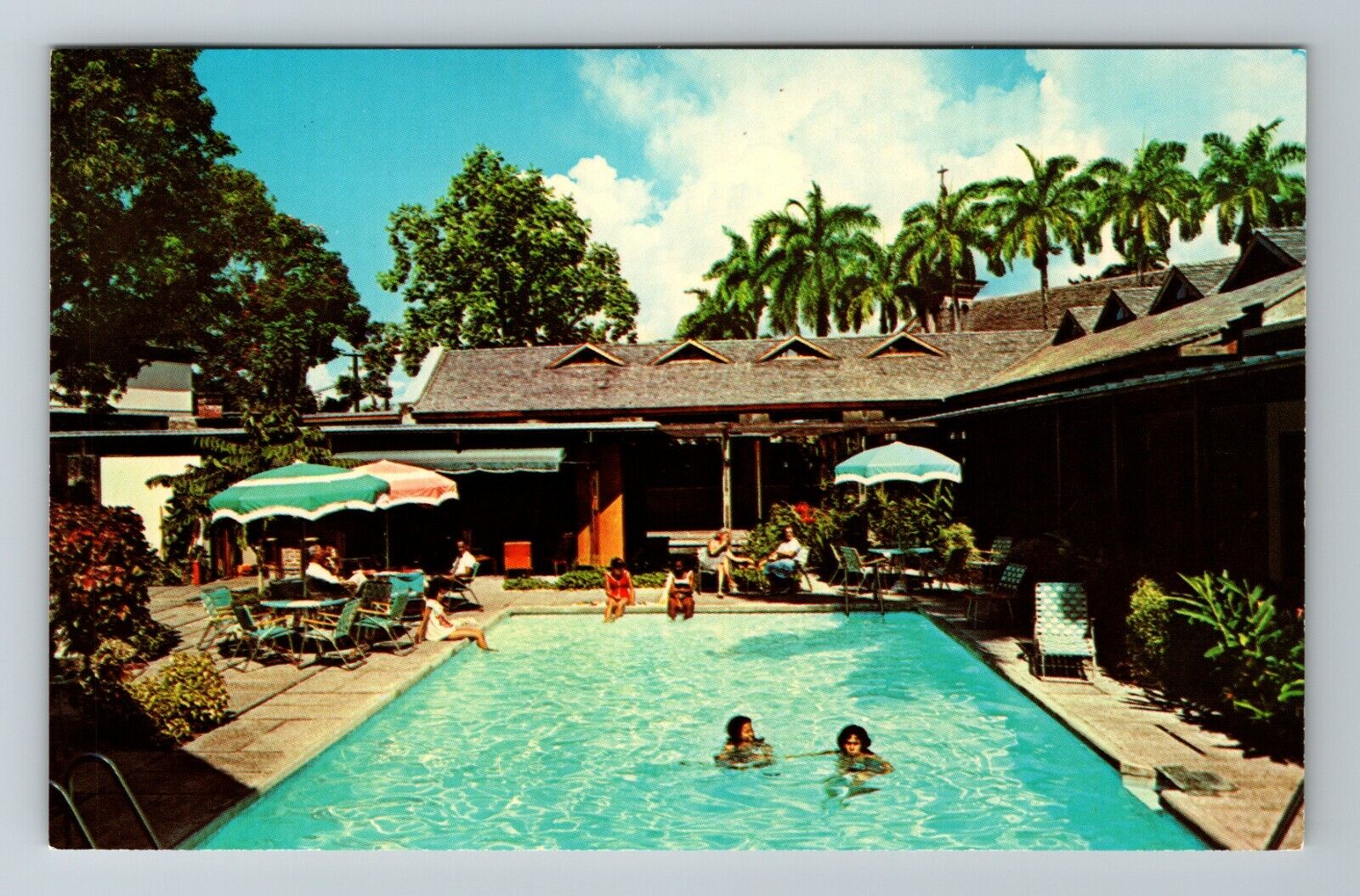 Dominica West Indies, Fort Young Hotel Pool, Antique  Vintage Souvenir Postcard