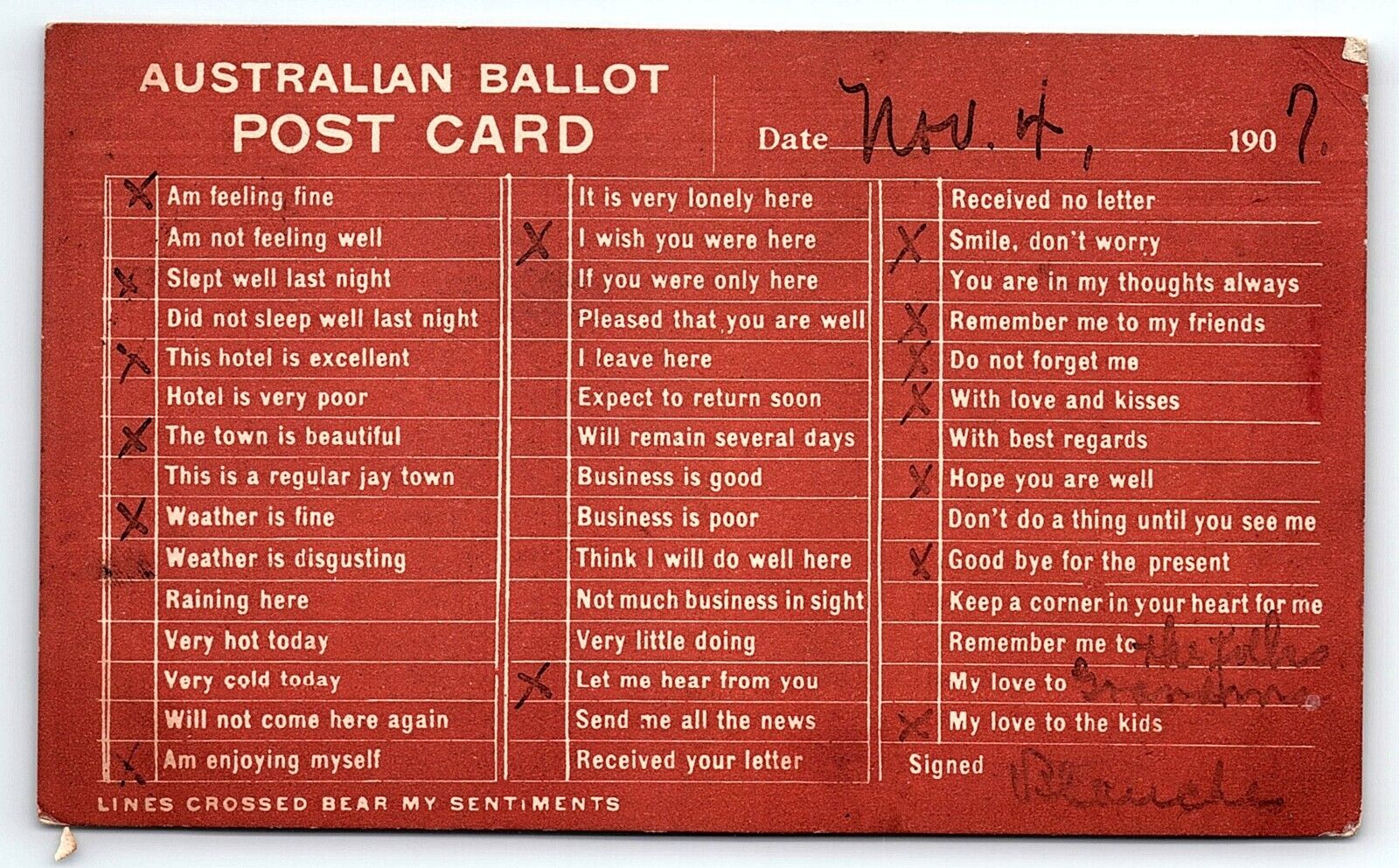 1907 ATLANTA GEORGIA AUSTRALIAN BALLOT POST CARD POSTCARD 46-143