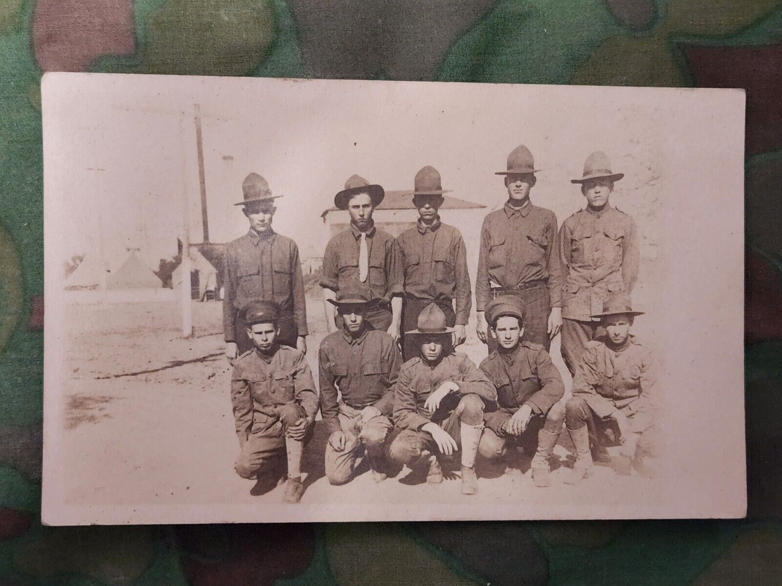 WWI US Army Doughboy Soldier Squad Real Picture Photograph Post Card USMC MARINE
