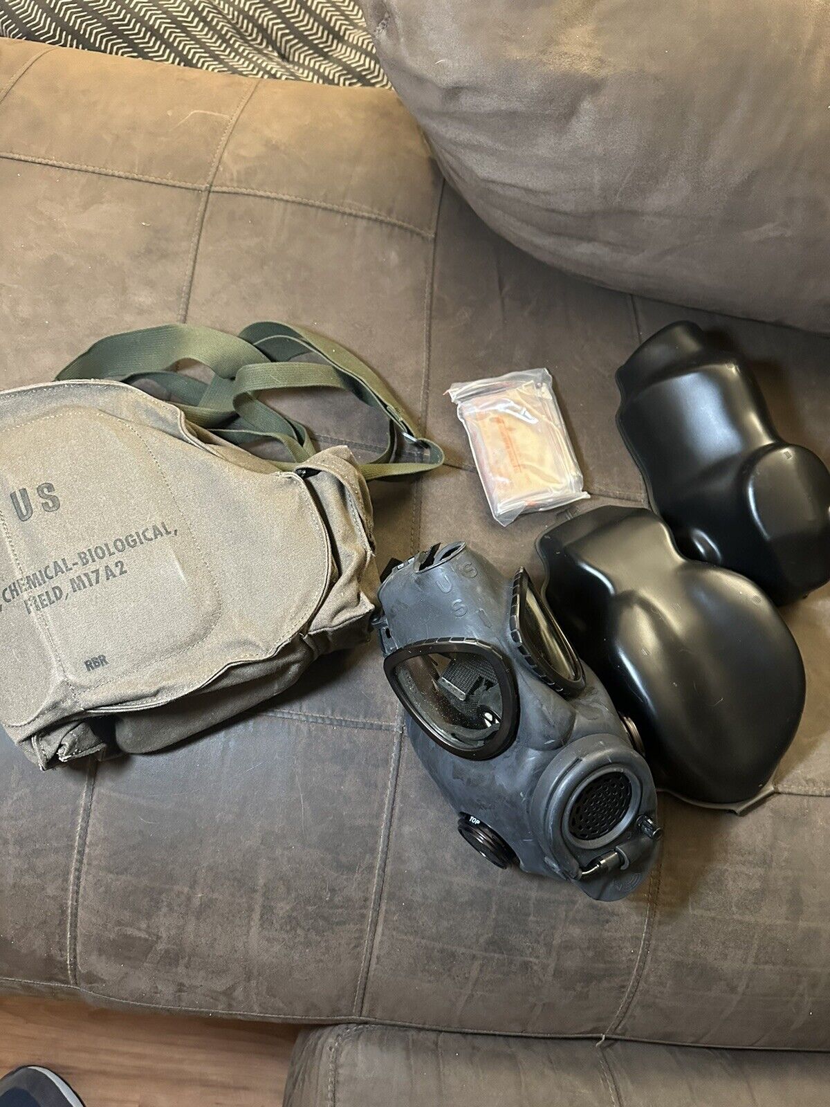 *US M17A2 Gas Mask Small MSA with Nylon Carry Bag & Accessories 1985 C8R1 MVW