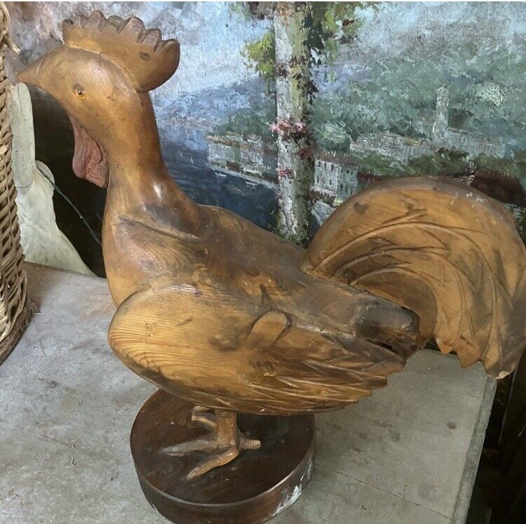 Vintage Antique Hand Carved Folk Art Rooster