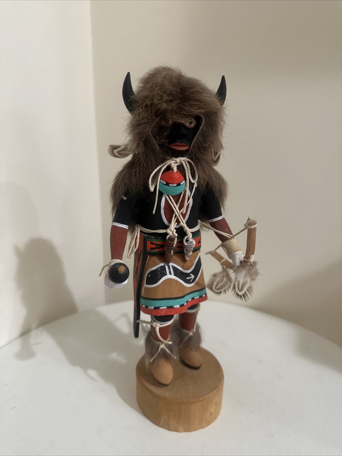 Vintage Hopi Black Buffalo Kachina / Katsina Doll by Earl Yowytewa (1923-2006)
