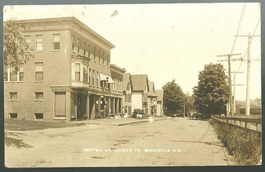 Woodsville NH  Central Street Store AND Houses ANTIQUE REAL PHOTO POSTCARD RPPC