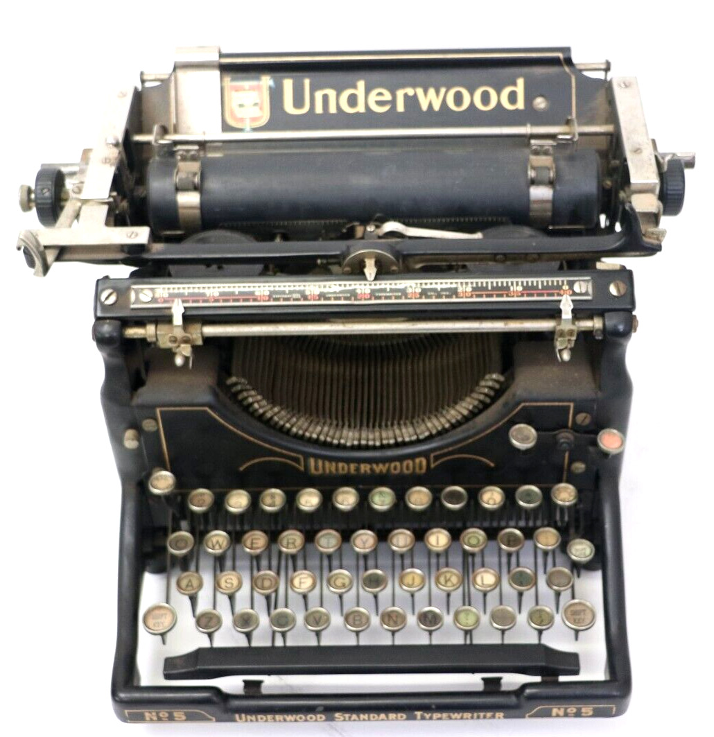 Vintage Antique 1926 Underwood Standard No. 5 Desktop Typewriter Black