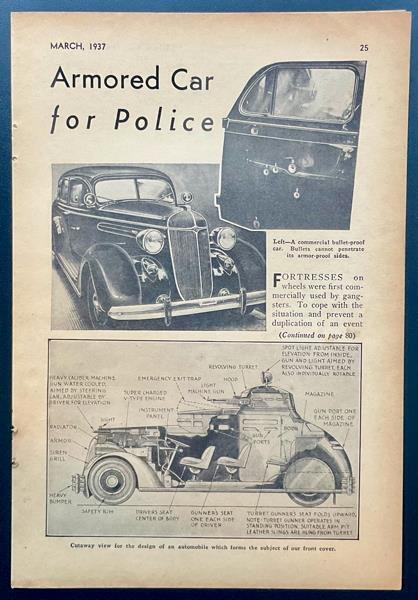 “Armored Car for Police” Studebaker President 1937 pictorial & AAC-1937