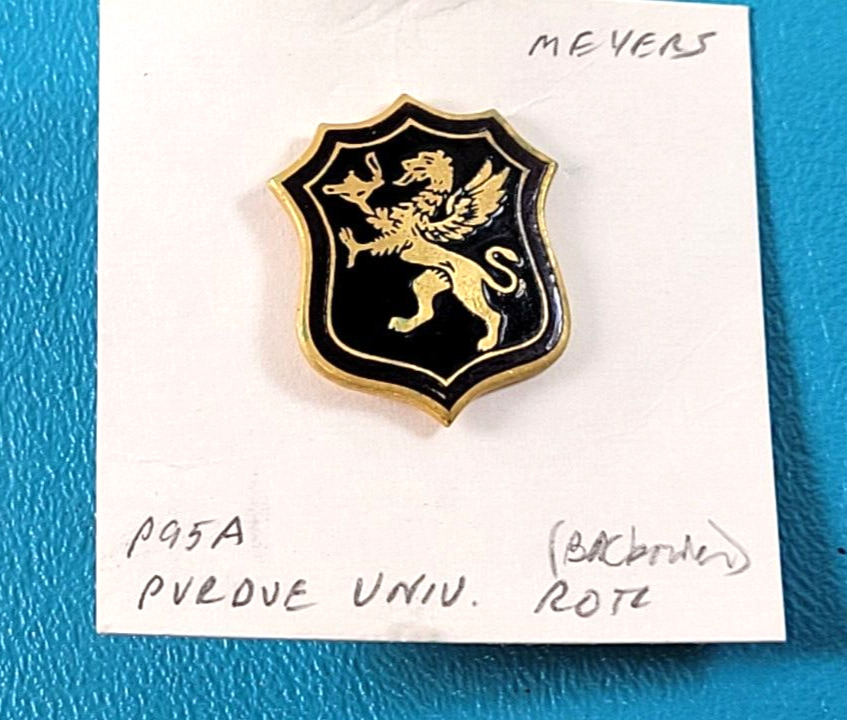 Vintage Purdue University ROTC Military Medal Pin Insignia Meyer NY