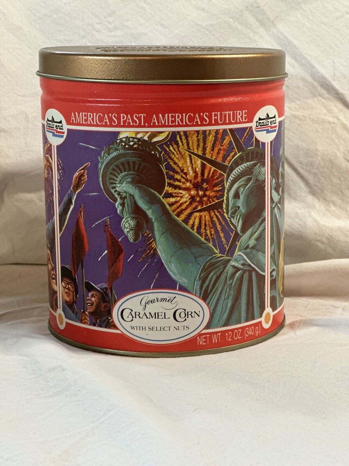 1990s Trails End Gourmet Caramel Corn Metal Tin Collector Boy Scouts of America