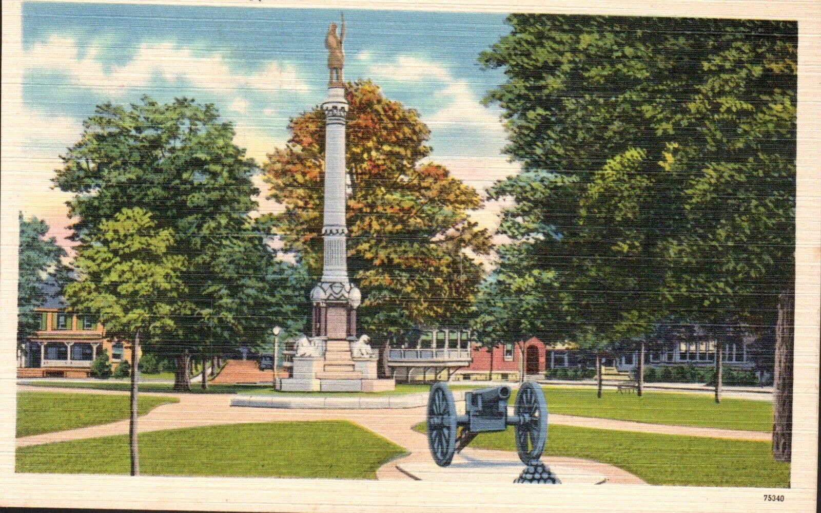 Postcard, Orange Square Port Jervis, NY, Monument