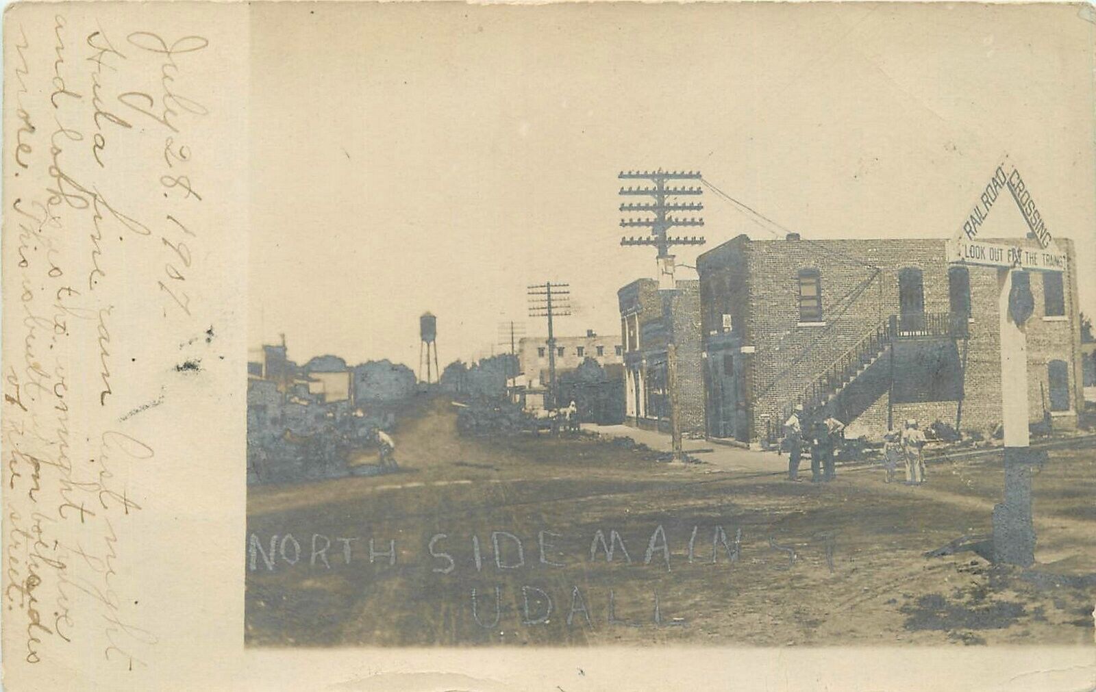 Postcard RPPC 1907 Kansas Udall Street Main Street North 23-12083