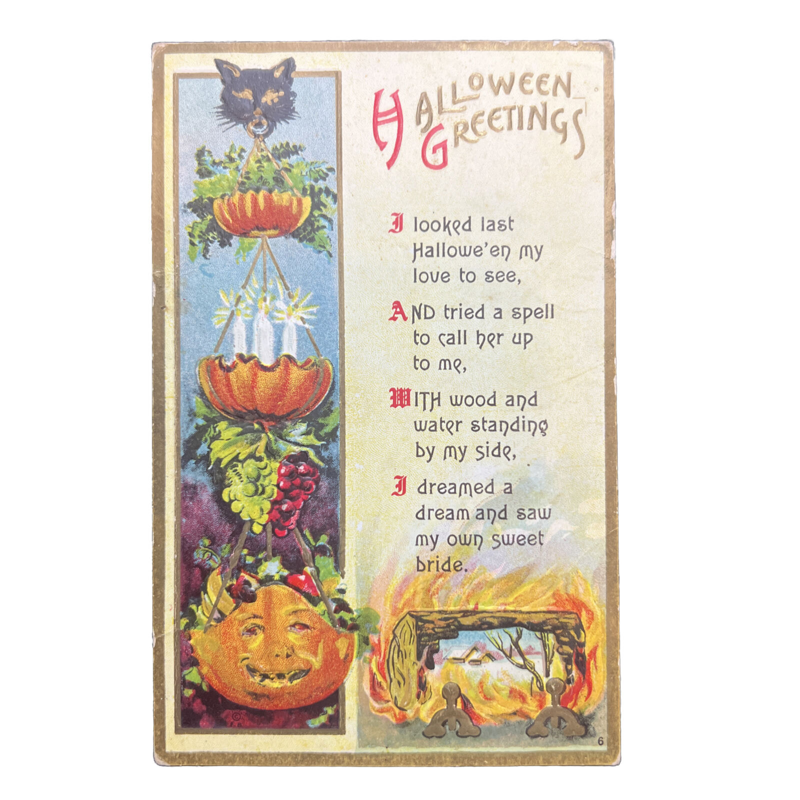 Antique Halloween Postcard • Halloween Greetings • #6 • Florence Bamberger