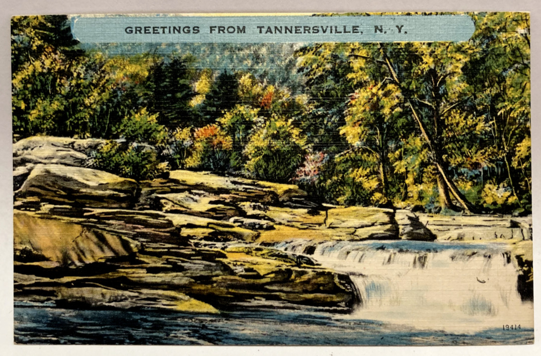 Greetings from Tannersville, New York NY Vintage Linen Postcard