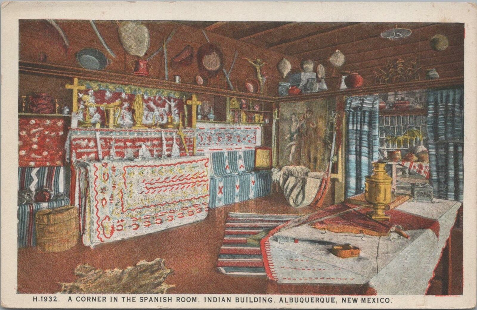 Postcard A Corner Spanish Room Indian Building Albuquerque NM 
