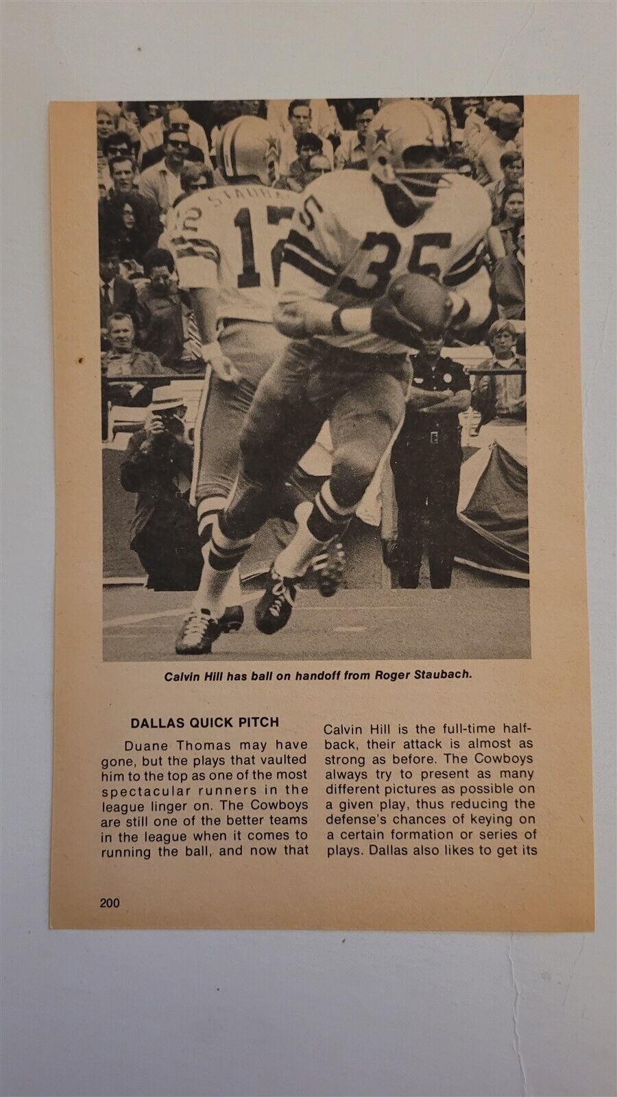 Calvin Hill Cowboys 1972 Football Picture Panel