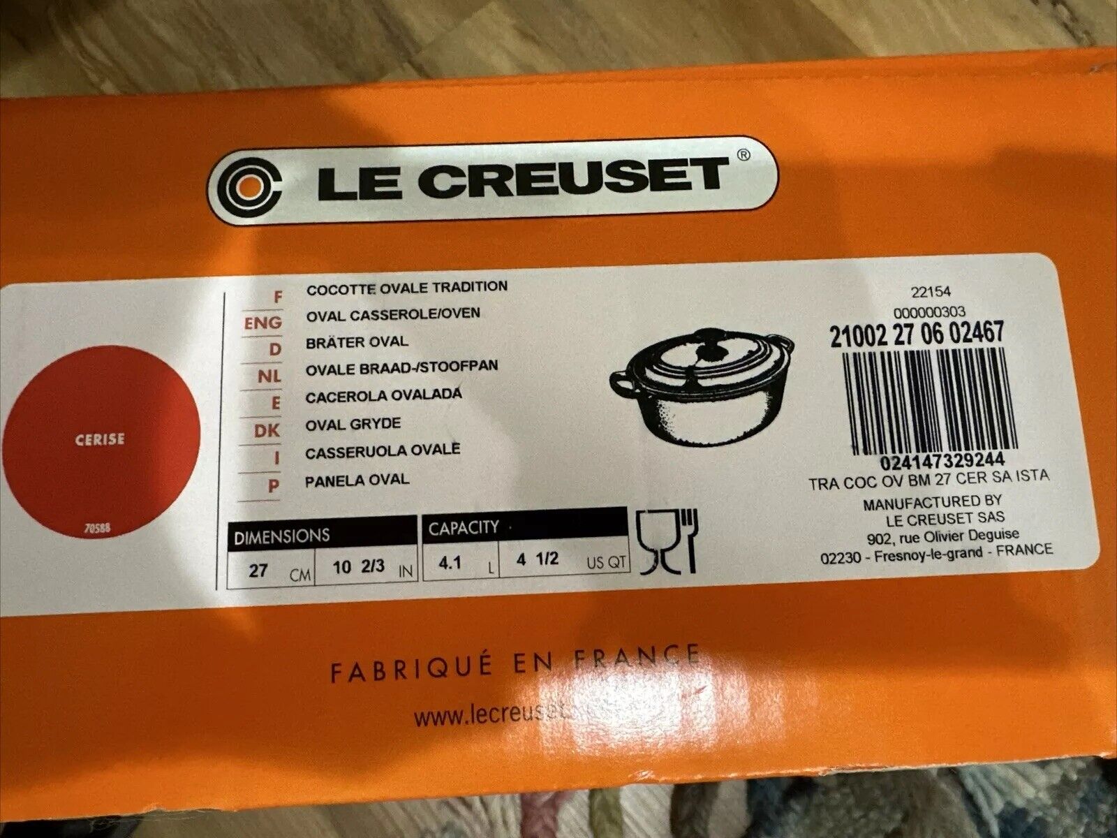 NEW Le Creuset Red Cerise Classic Signature Oval Casserole Dutch Oven 4.5 QT