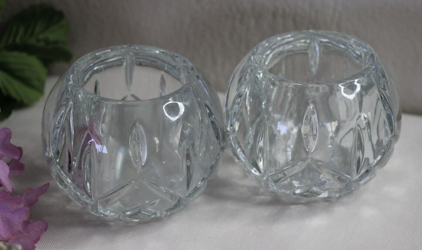 Vintage Pair Homco Home Interiors USA Crystal Votive Tealight Candle Holders