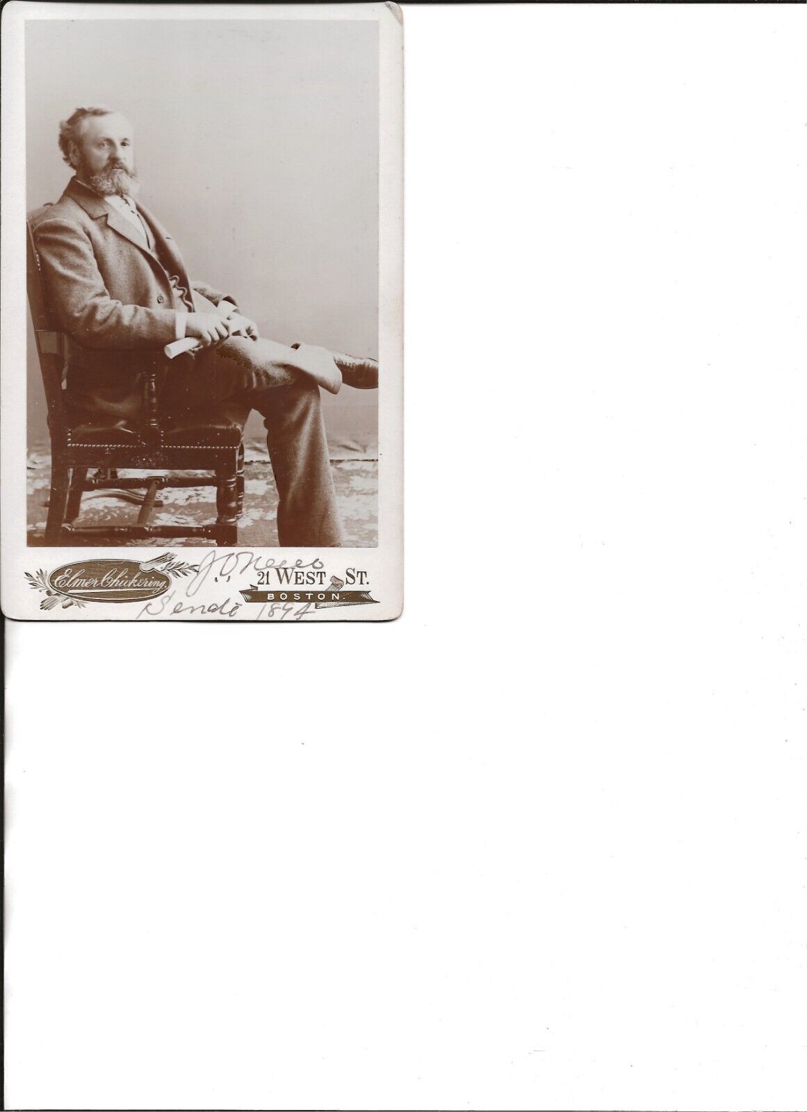 Joseph O\'Neill autographed Mass. State Senate cabinet card 1894