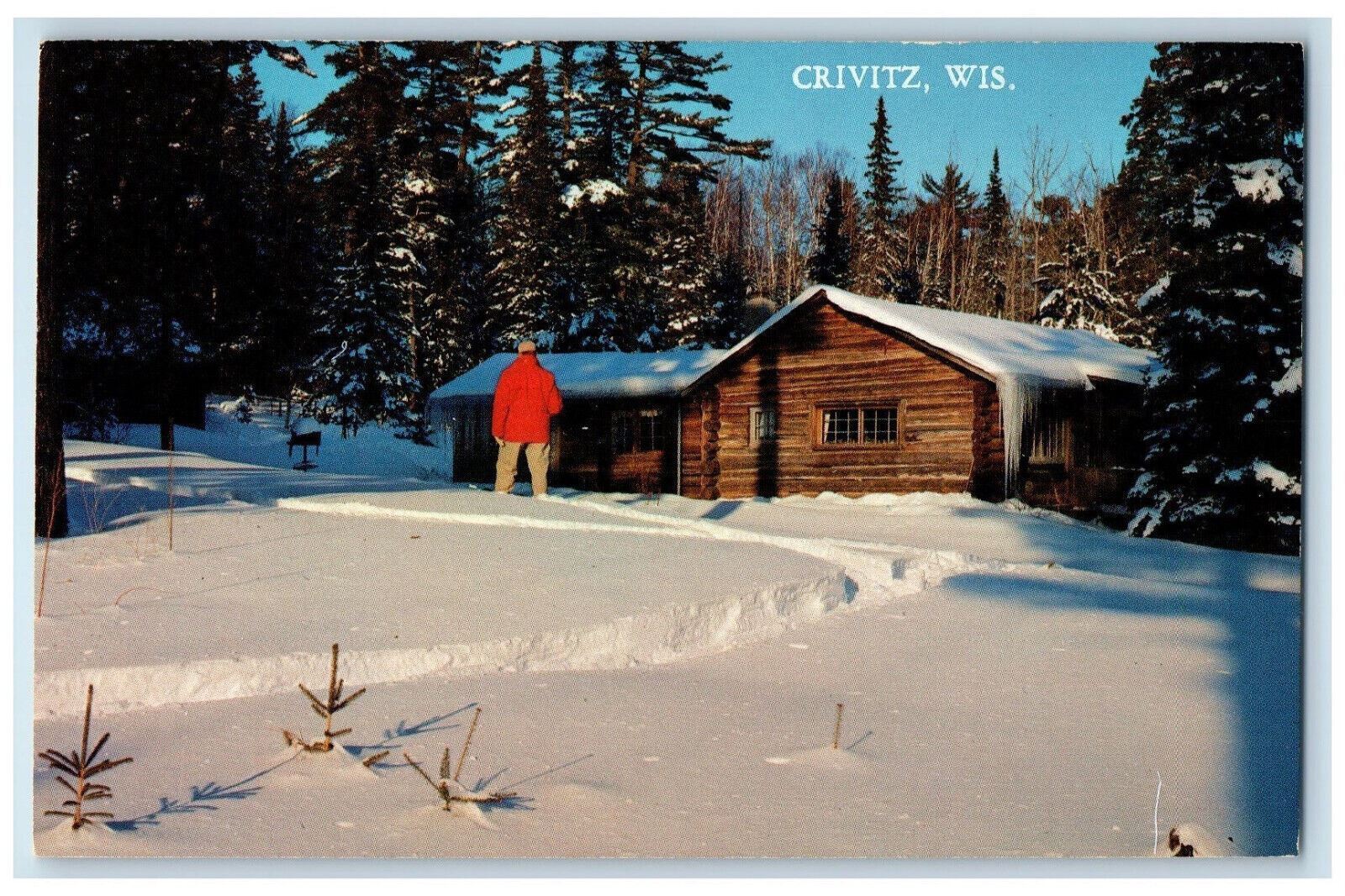 c1960\'s Wood Home The Serenity of Winter, Crivitz Wisconsin WI Vintage Postcard
