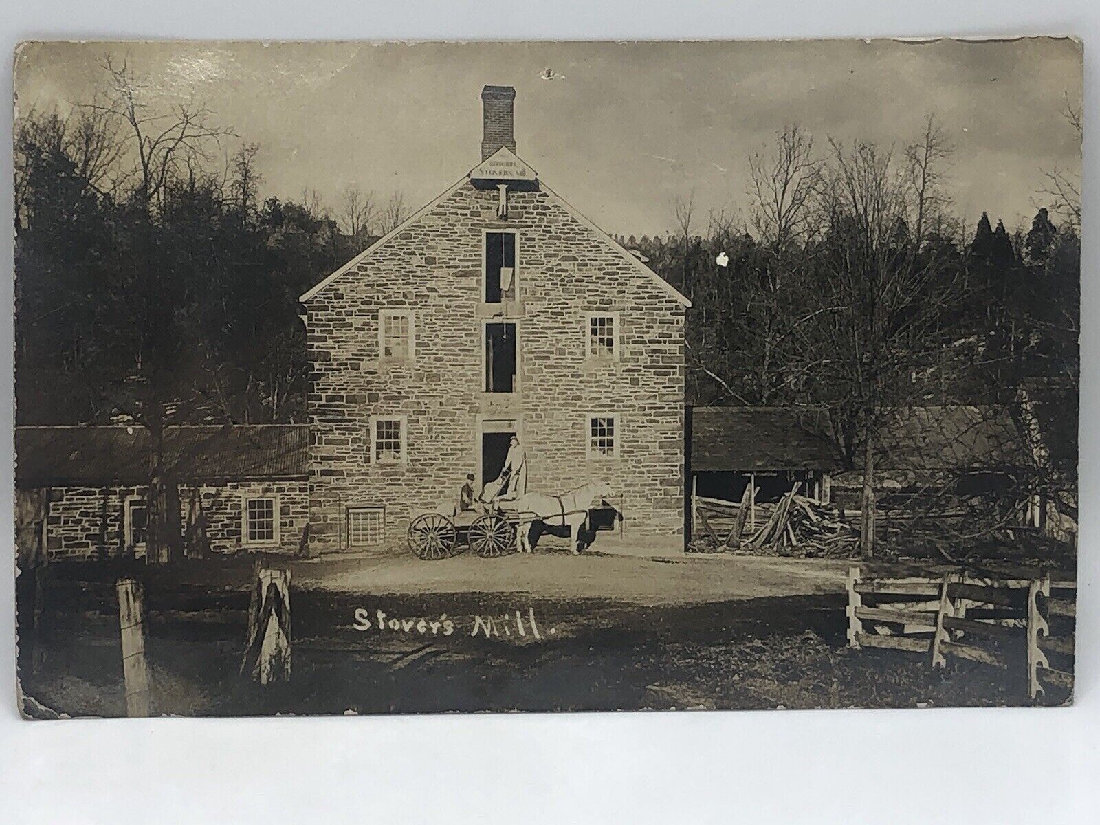 Postcard Stover\'s Mill Gristmill Bucks County Pennsylvania Real Photo Unposted
