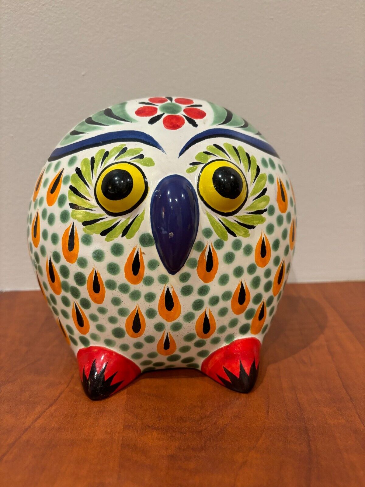 Adorable Vintage Ceramic Mexican Owl Bank-7 inches tall